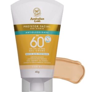 AUSTRALIAN GOLD PROTETOR SOLAR FACIAL COM COR GEL CREME COR 01 FPS 60 40G
